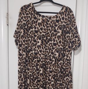 Leopard Short Sleeve Maxi Dress